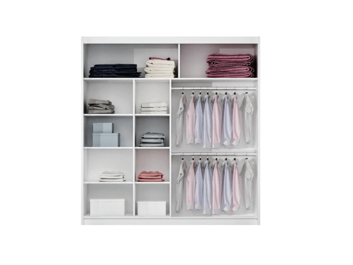 Vente-unique Kleiderschrank mit Spiegel & 2 Schiebetüren - B. 203 cm - Weiß - ROVINJA  