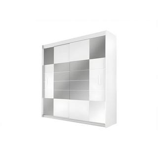 Vente-unique Kleiderschrank mit Spiegel & 2 Schiebetüren - B. 203 cm - Weiß - ROVINJA  