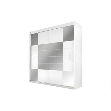 Kleiderschrank mit Spiegel & 2 Schiebetüren - B. 203 cm - Weiß - ROVINJA