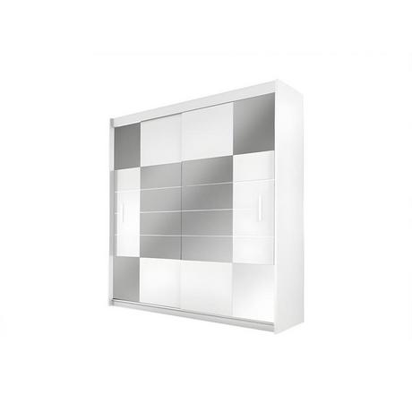 Vente-unique Kleiderschrank mit Spiegel & 2 Schiebetüren - B. 203 cm - Weiß - ROVINJA  