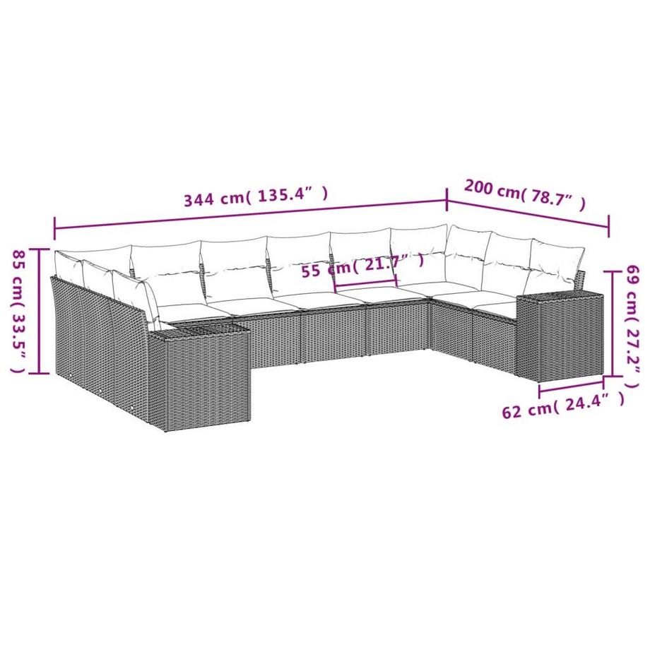 VidaXL Garten sofagarnitur poly-rattan  