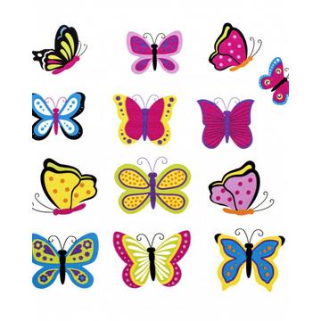 GLOREX Moosgummi-Stickers, 27-teilig Schmetterlinge, selbstklebend