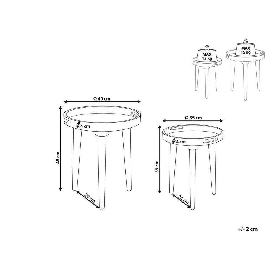 Beliani Beistelltisch 2er Set aus Mangoholz Klassisch ASTAI  