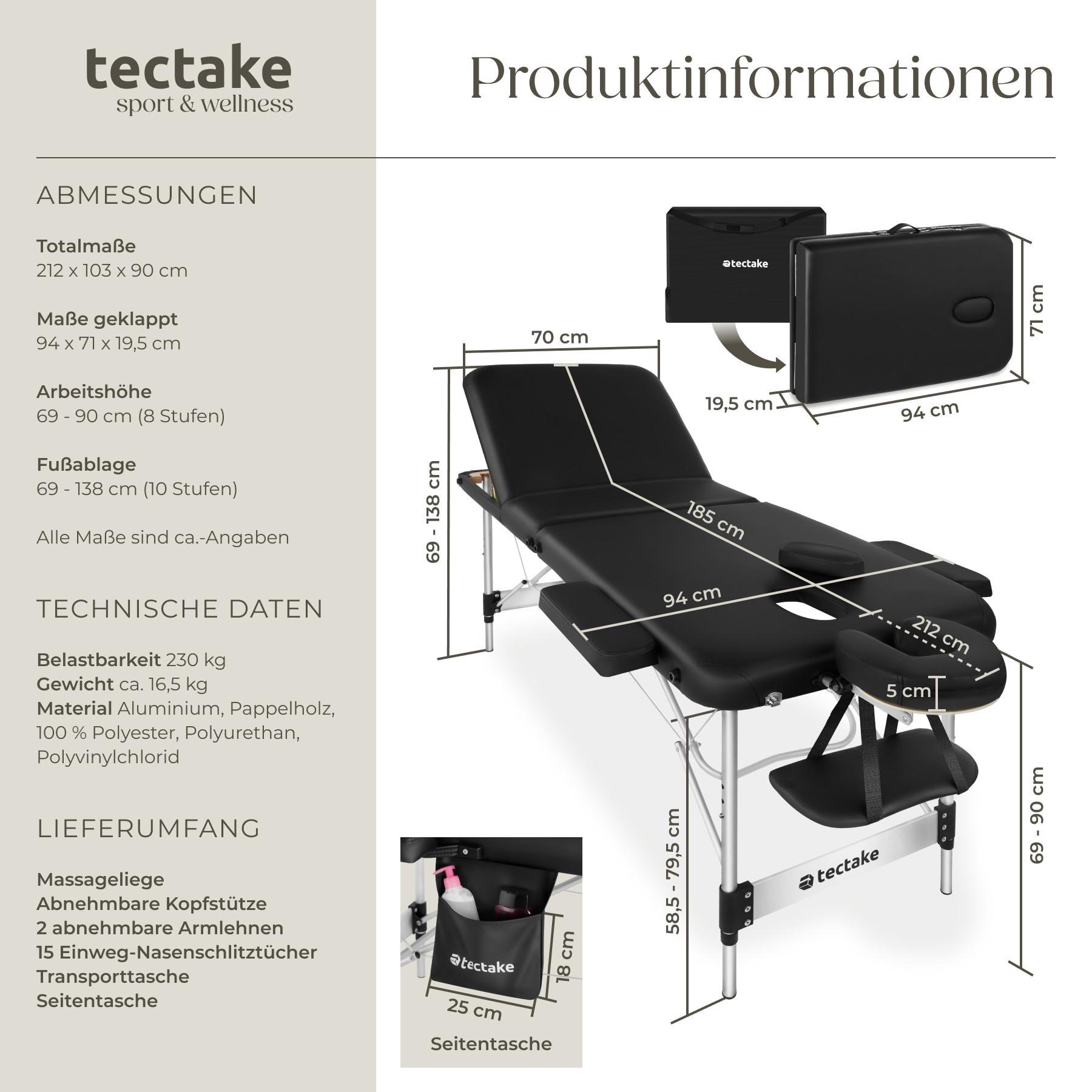 Tectake Table de massage pliable PHUKET  