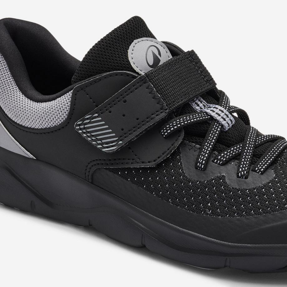 DECATHLON Chaussures de Sport Enfant Scratch Lacets Élastiques Chaussures à scratch et lacets élastiques enfant, Playful Fast noir et gris 