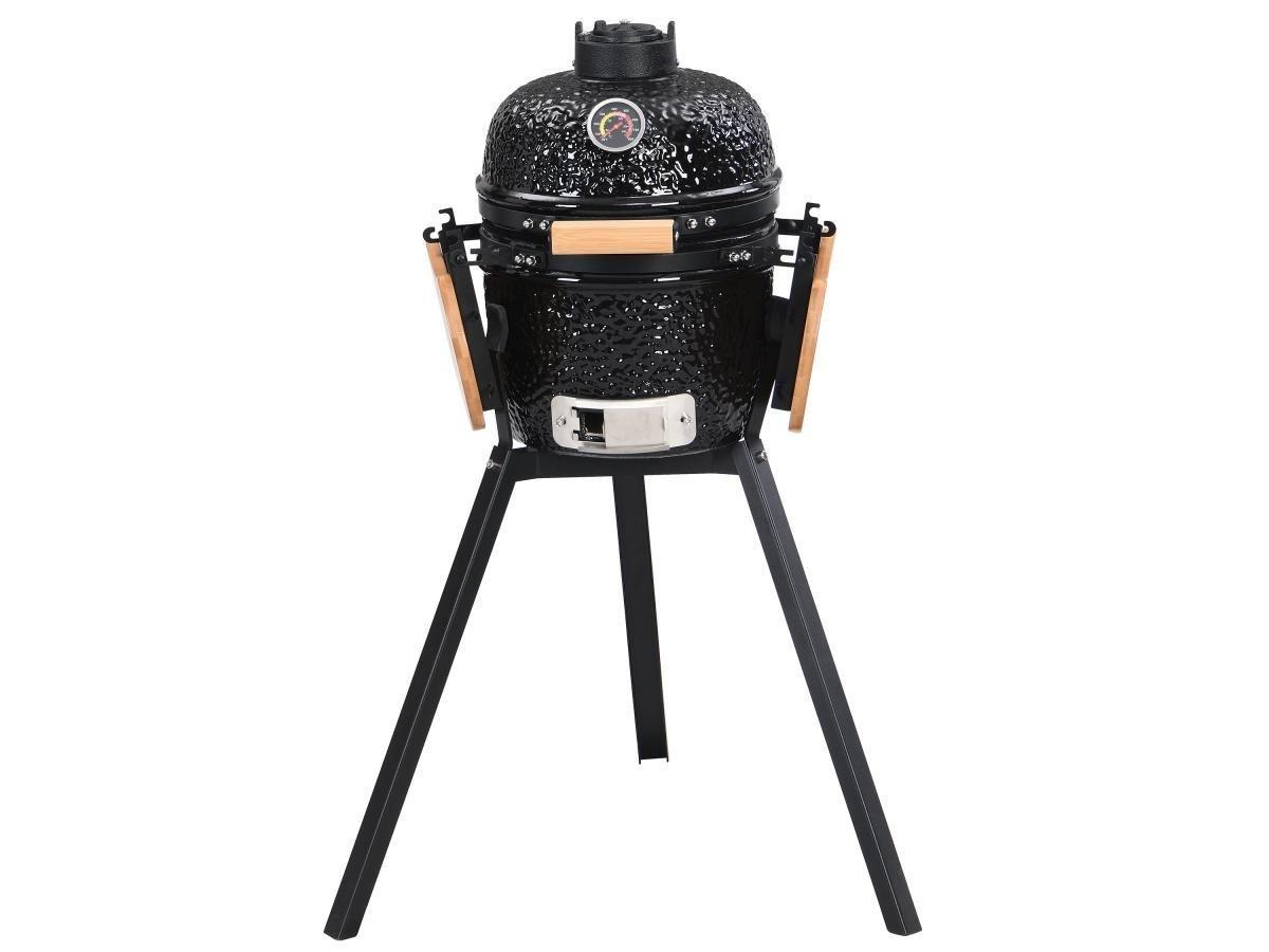 Vente-unique Barbecue kamado à charbon en céramique et bambou 32 x 52 x 94 cm - ERIKO  