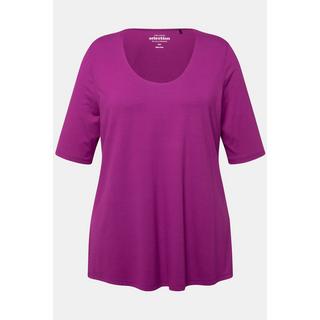 Ulla Popken  T-shirt con davanti doppio, scollo a V e mezze maniche 