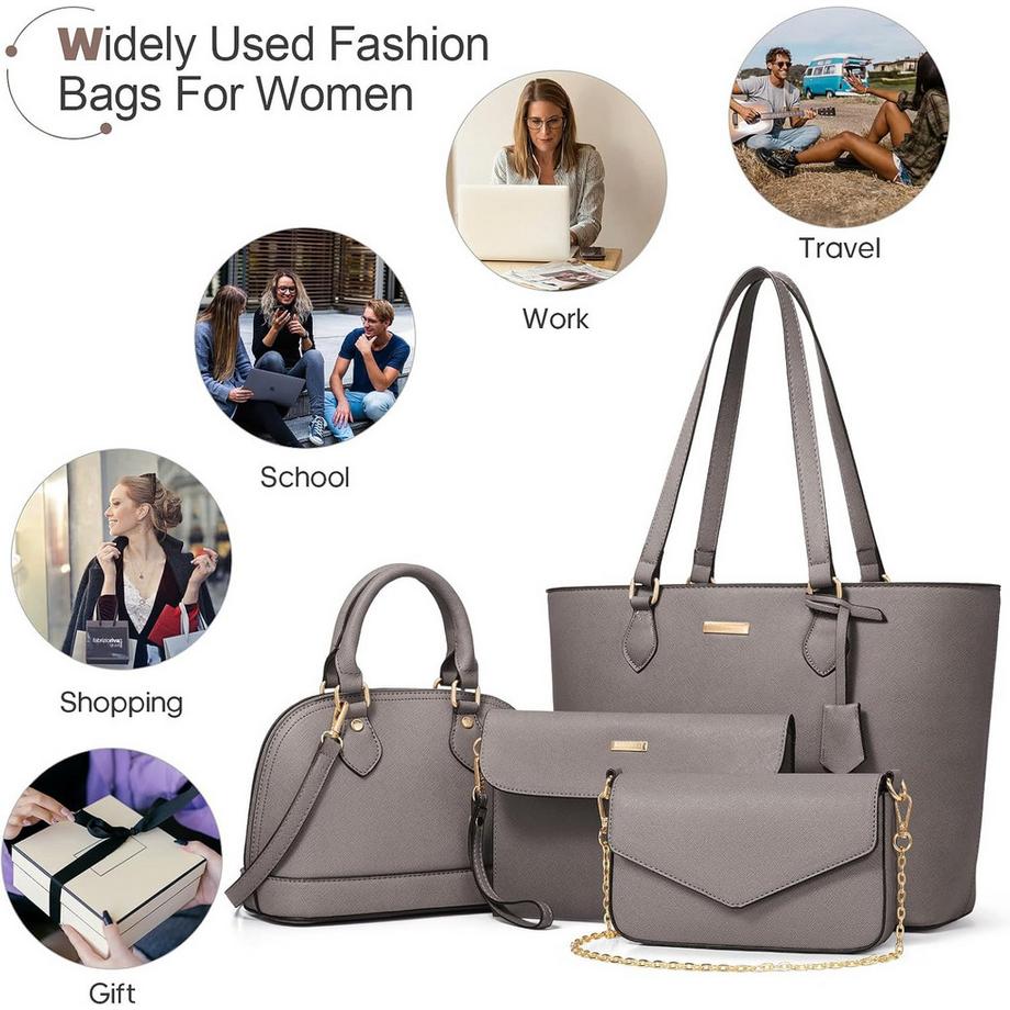 Only-bags.store Set da 4 Pezzi Borsa a Mano e Borsa a Spalla  