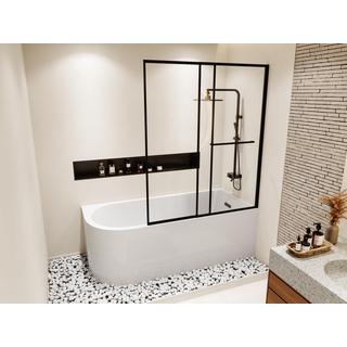 SHOWER DESIGN Duschbadewanne mit schiebbarer Duschtrennwand - Weiß - 240 L - Ecke rechts - ANIKA  