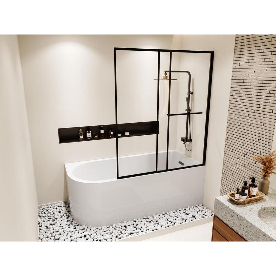 SHOWER DESIGN Vasca da bagno doccia e parete per vasca da bagno scorrevole 240 litri Bianca - Angolo a destra - ANIKA  