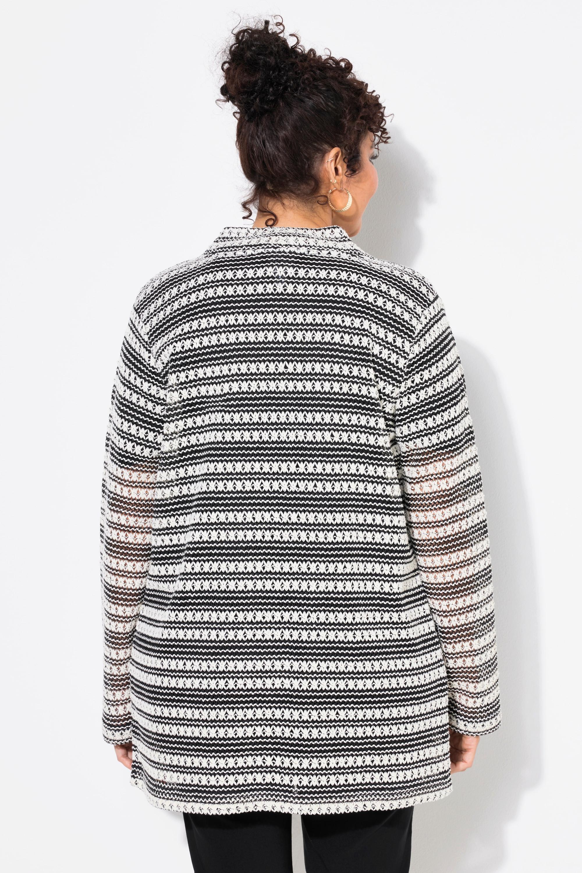 Ulla Popken Cardigan à rayures Coupe ouverte Manches longues  