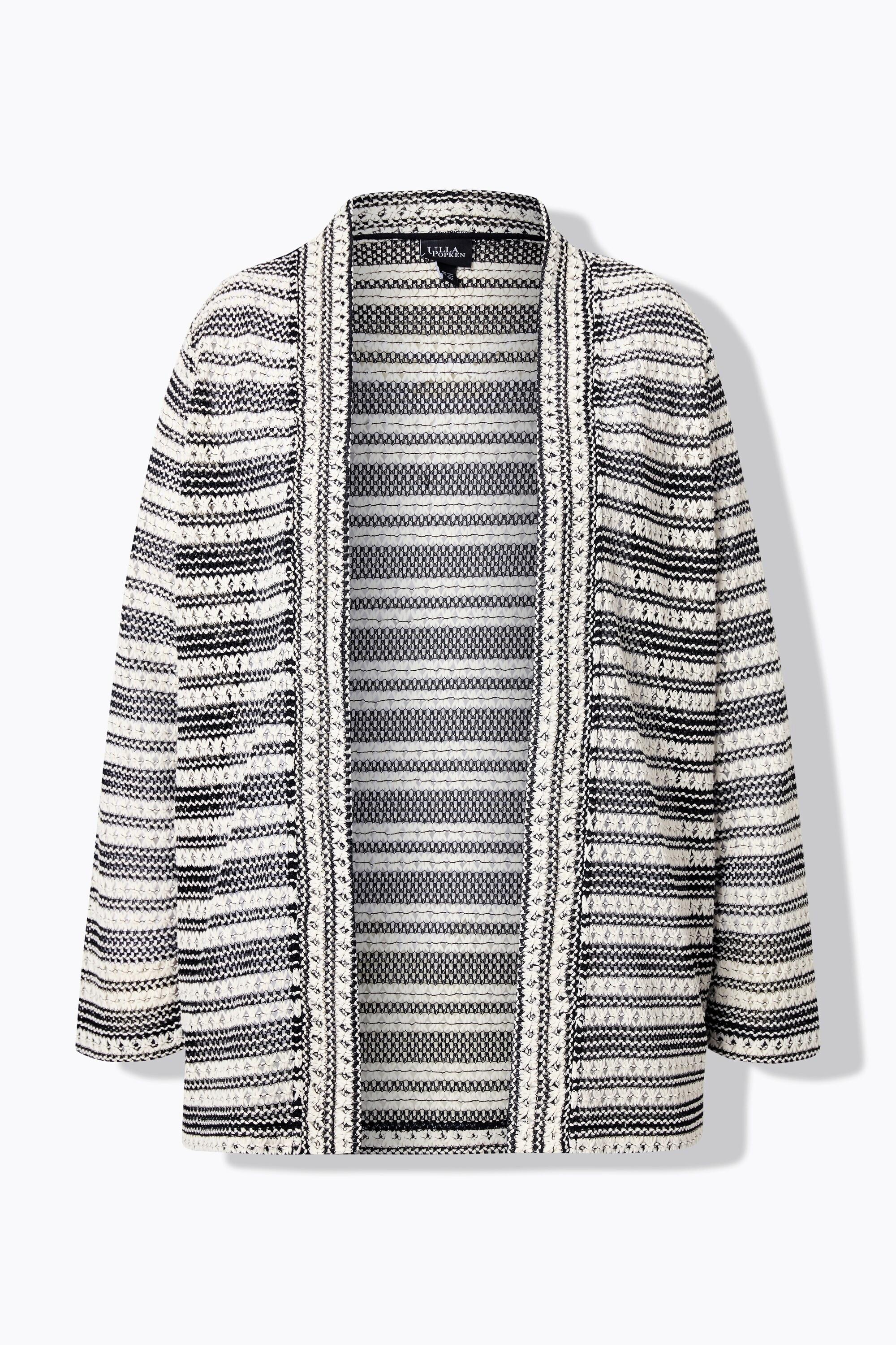 Ulla Popken Cardigan à rayures Coupe ouverte Manches longues  