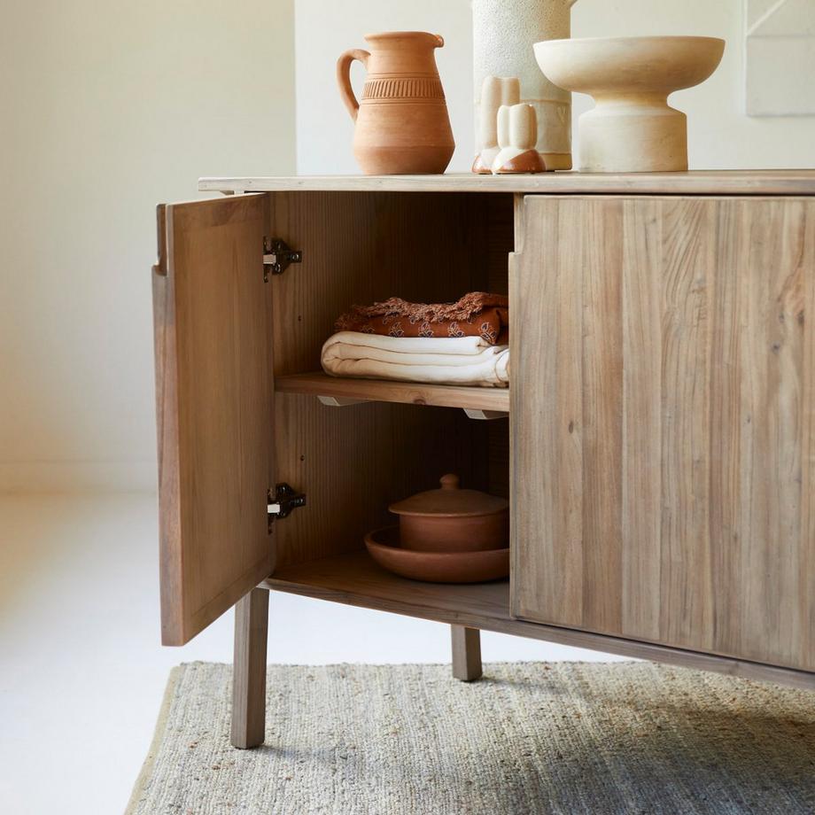 Tikamoon  Anrichte aus recyceltem, massivem Kiefer- und Ulmenholz 155 cm Hazel 