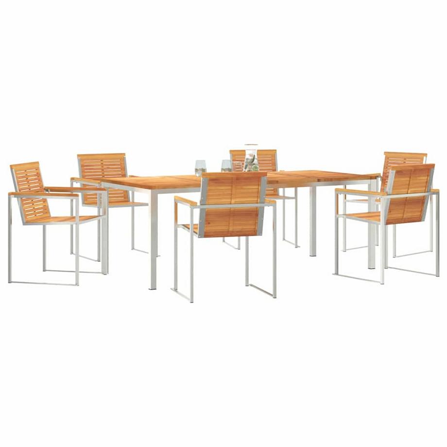 VidaXL Ensemble de repas extérieur bois d'acacia massif  