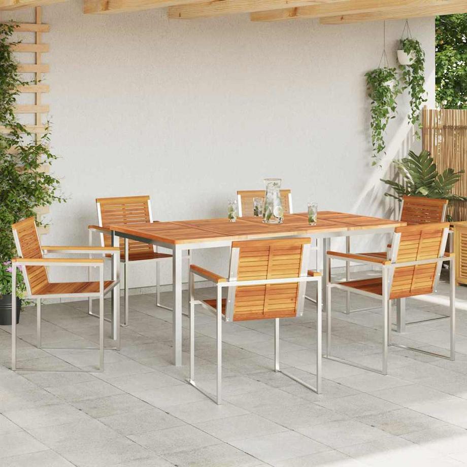 VidaXL Ensemble de repas extérieur bois d'acacia massif  