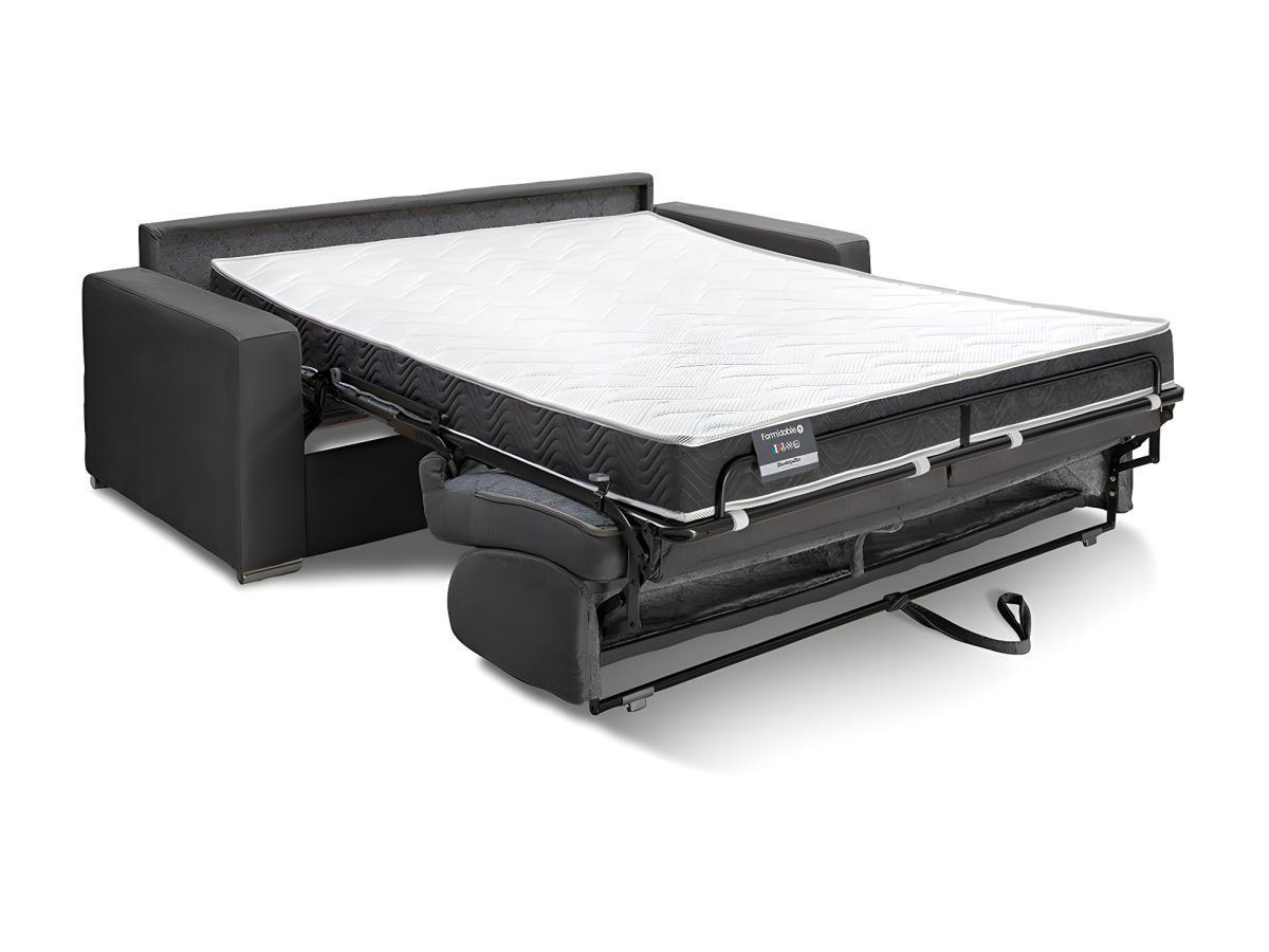 Vente-unique Divano letto 4 posti a ribalta Materasso 160 cm Spessore 16 cm Memory foam Velluto Beige - CALITO  