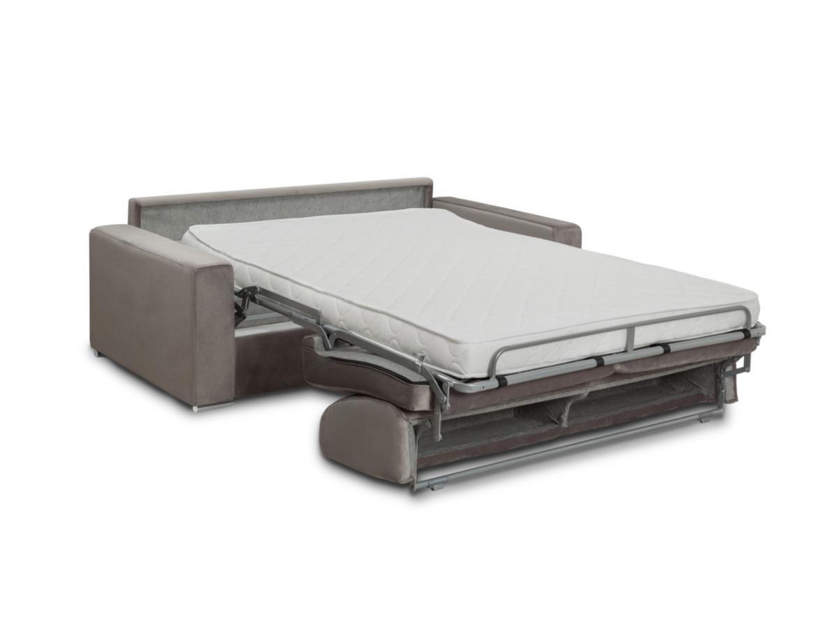 Vente-unique Divano letto 4 posti a ribalta Materasso 160 cm Spessore 16 cm Memory foam Velluto Beige - CALITO  