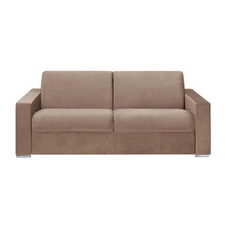 Vente-unique Divano letto 4 posti a ribalta Materasso 160 cm Spessore 16 cm Memory foam Velluto Beige - CALITO  