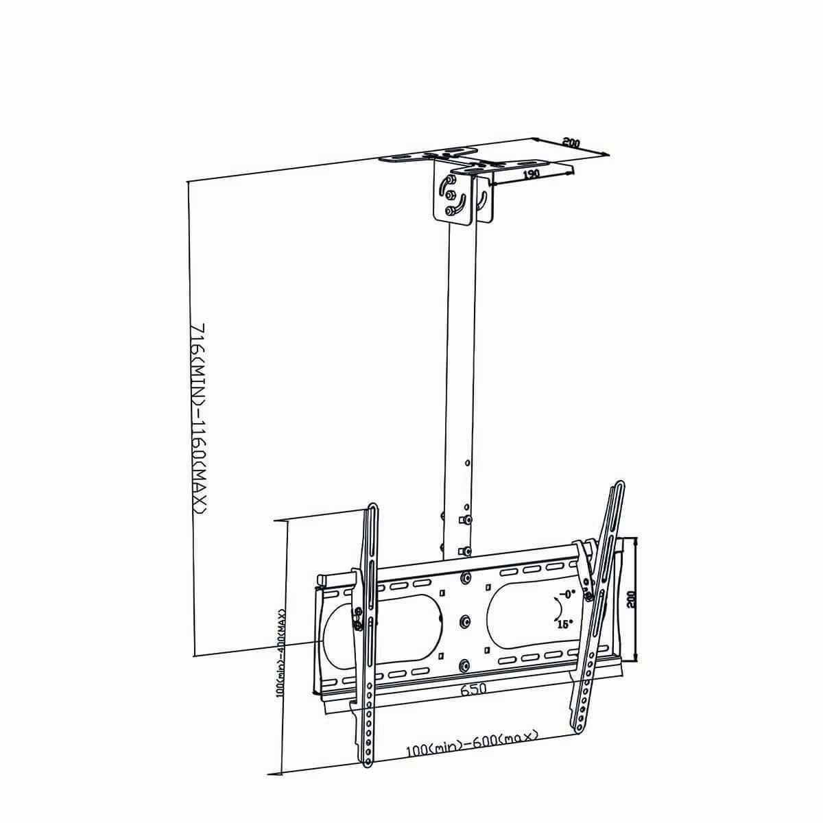 Nedis  Nedis, Support de plafond réglable pour TV - 42-65 pouces 
