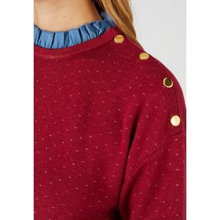 Damart  Warmer Jacquard-Pullover mit Volant am Ausschnitt. 