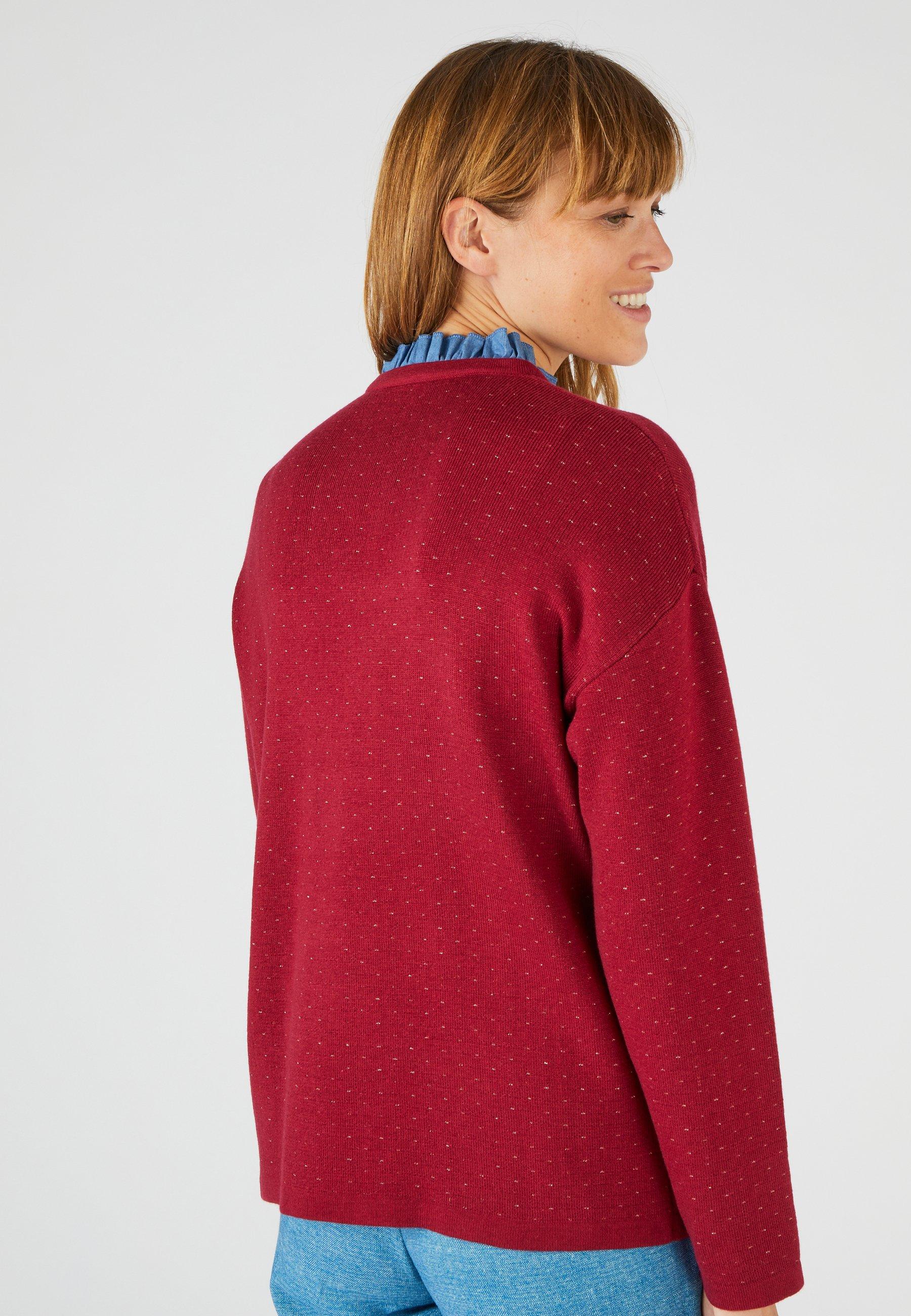 Damart  Warmer Jacquard-Pullover mit Volant am Ausschnitt. 