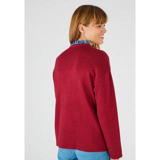 Damart  Warmer Jacquard-Pullover mit Volant am Ausschnitt. 