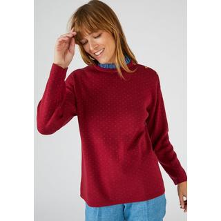 Damart  Warmer Jacquard-Pullover mit Volant am Ausschnitt. 