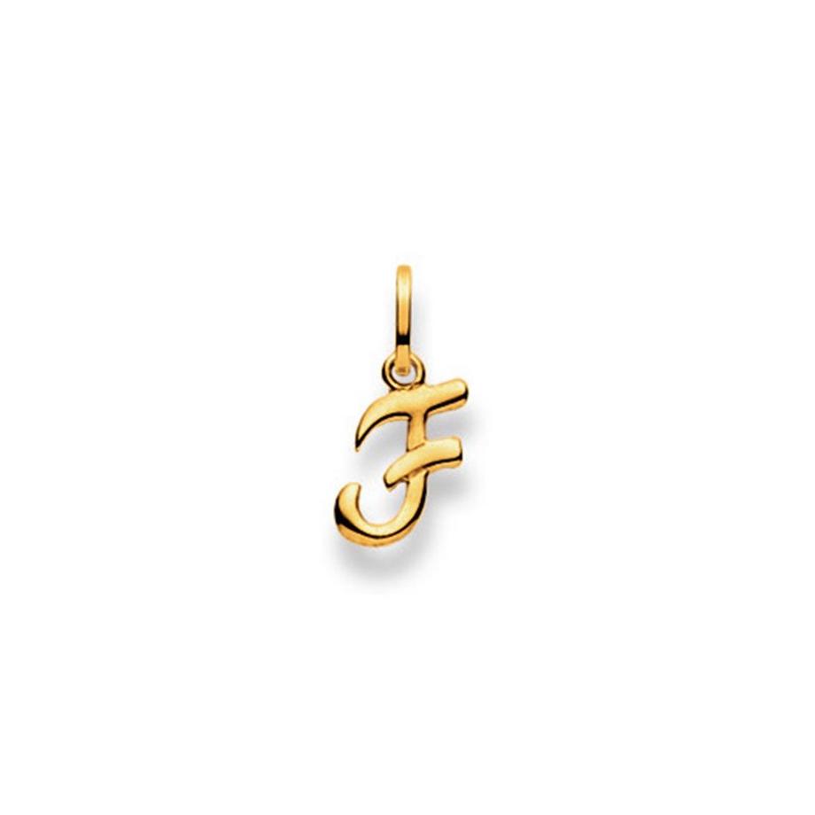 Pendentif lettre F or jaune 750, 15 x 7mm