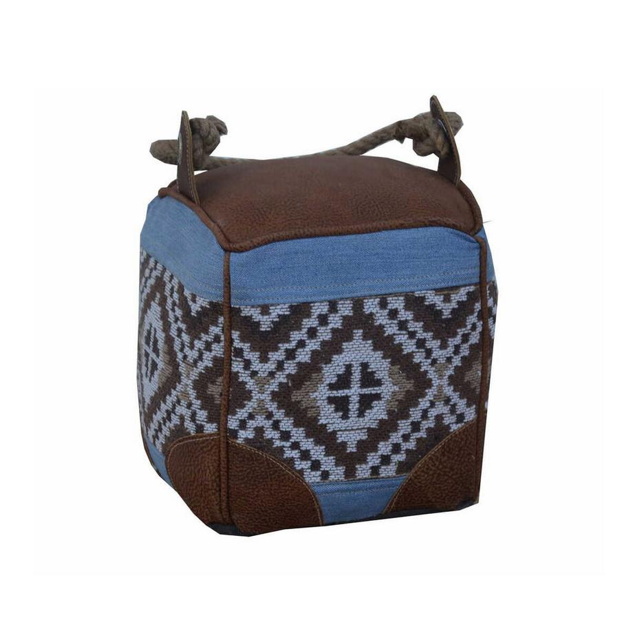 Fermaporta in pelle II quadrato marrone blu