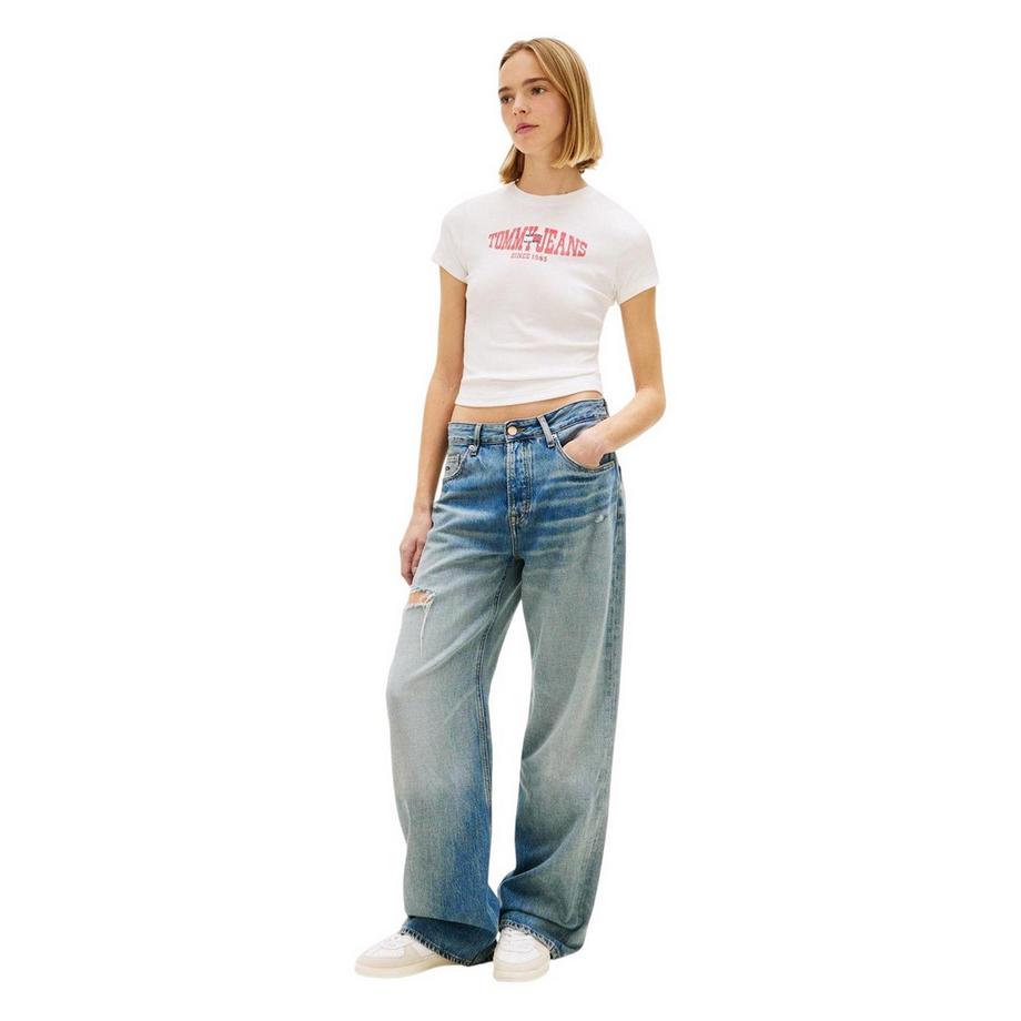TOMMY JEANS Geripptes Slim Fit T-Shirt  