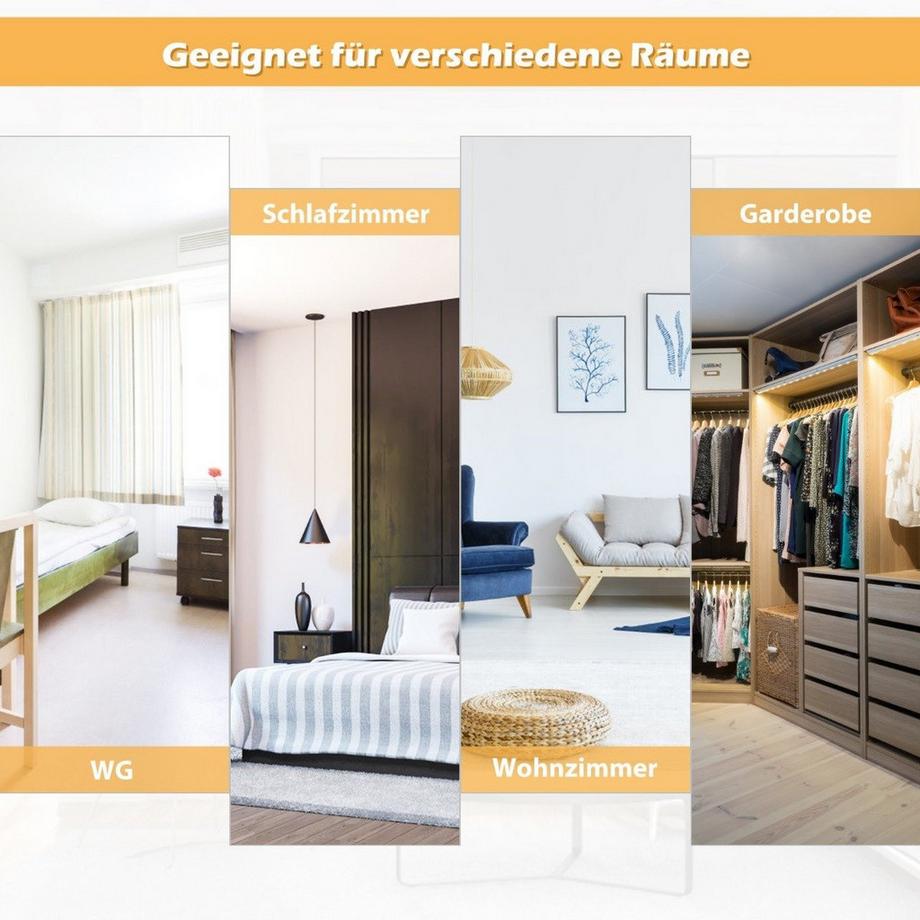 Northix Specchio da parete, specchio da porta, specchio a figura intera con ganci regolabili in altezza, nero  