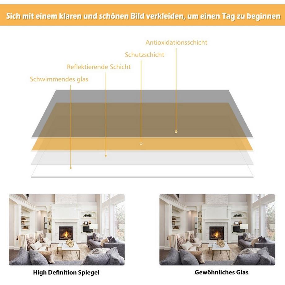Northix Specchio da parete, specchio da porta, specchio a figura intera con ganci regolabili in altezza, nero  