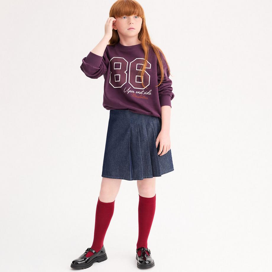 Bedrucktes und besticktes Sweatshirt mit Rundhalsausschnitt aus Molton