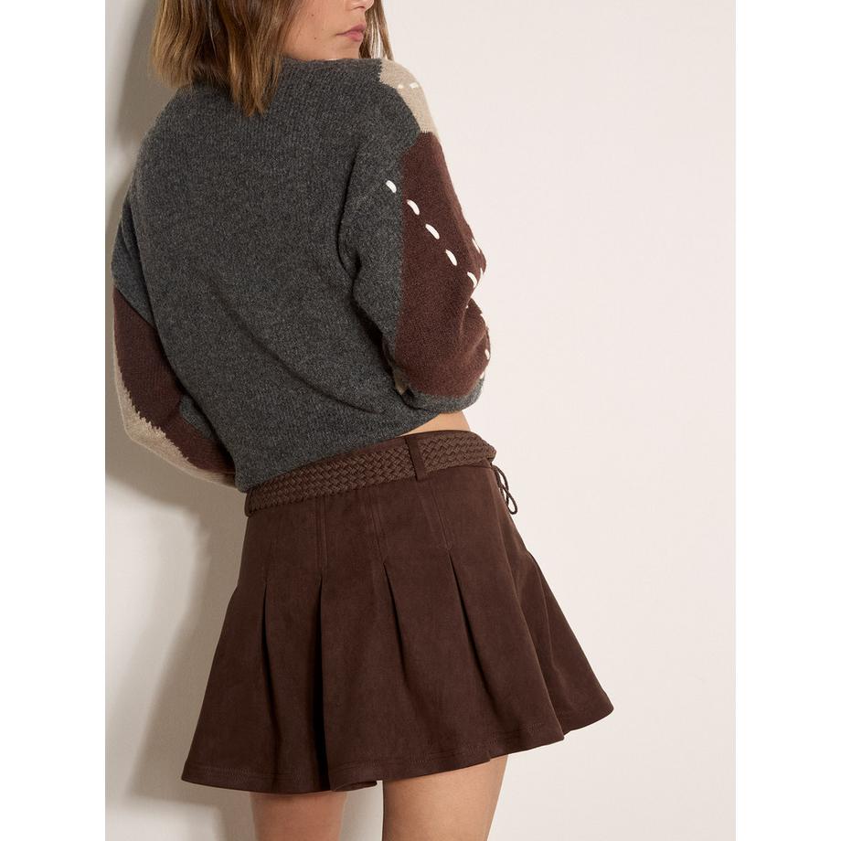APRICOT Mini-jupe plissée en suédine  