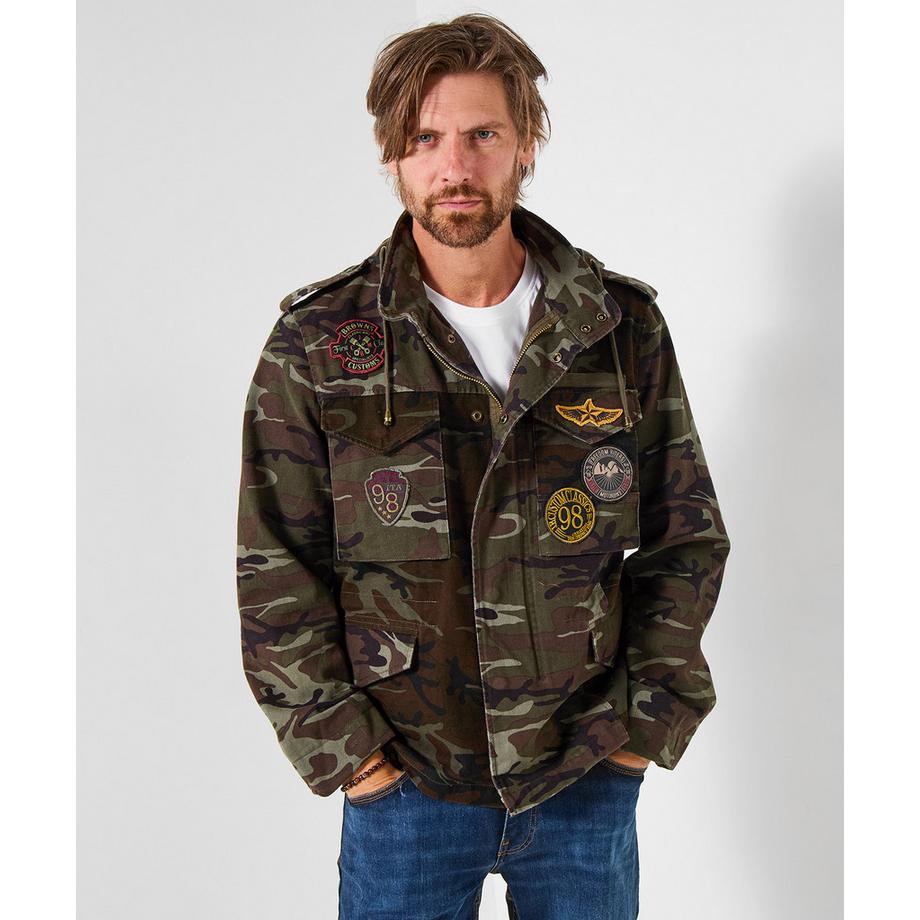 Joe Browns Tarnjacke Militärstil Trichterkragen  