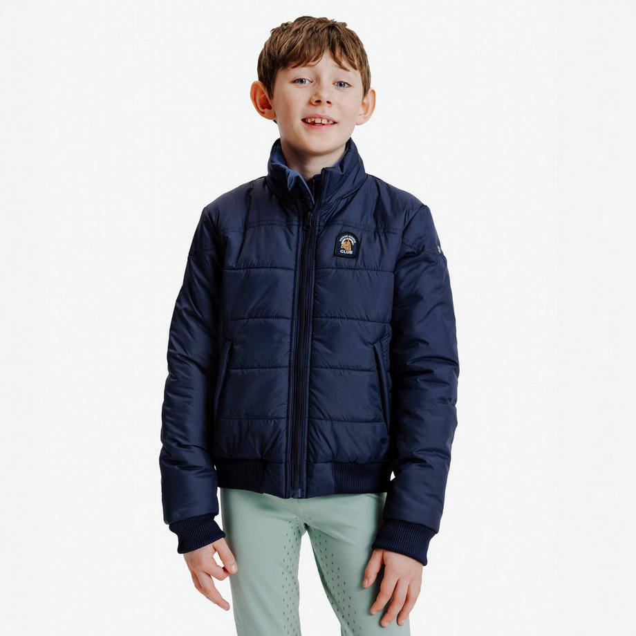 Blouson chaud équitation enfant 500 WARM Bleu nuit