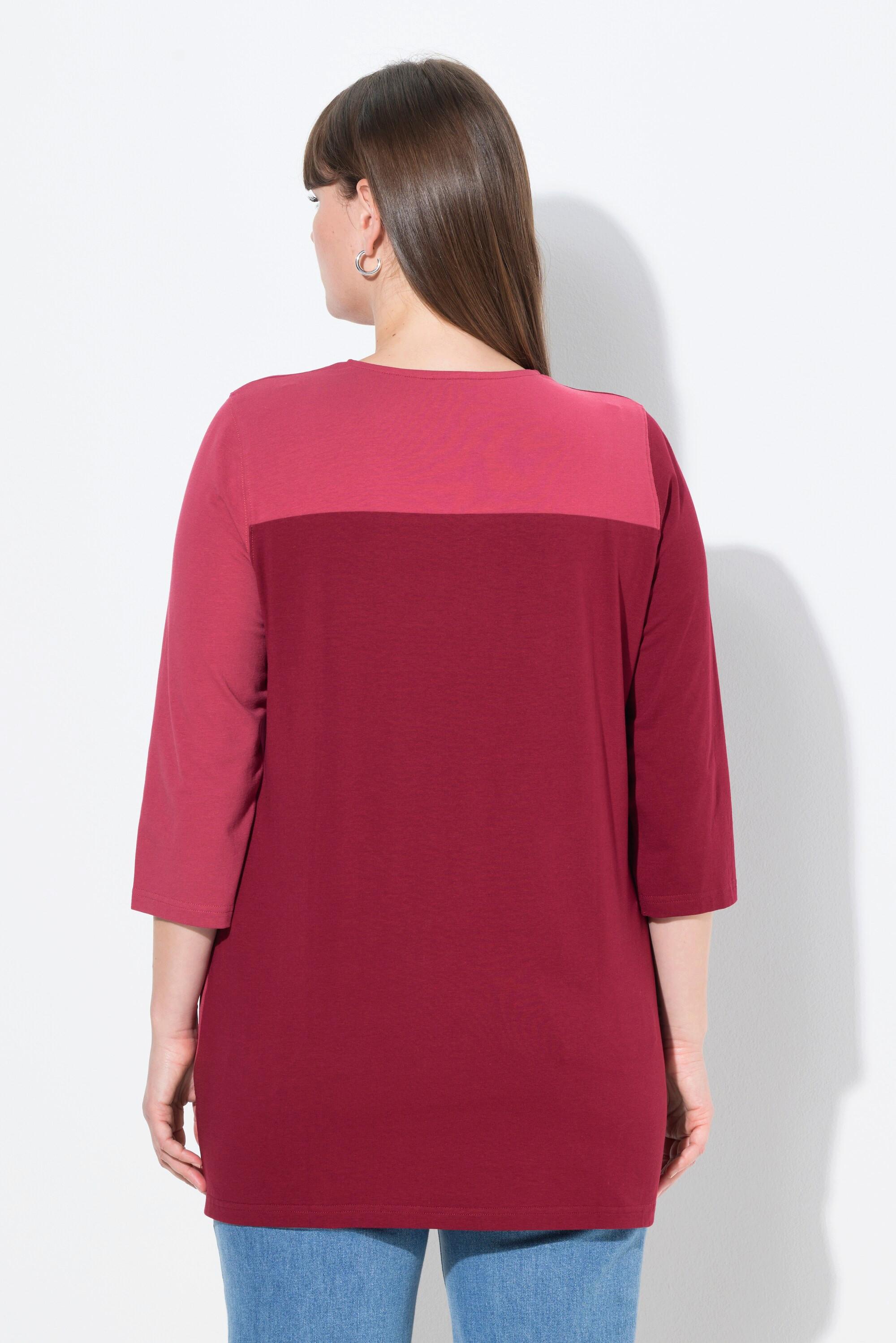 Ulla Popken Blüten V-Ausschnitt 3/4-Arm T-Shirt  