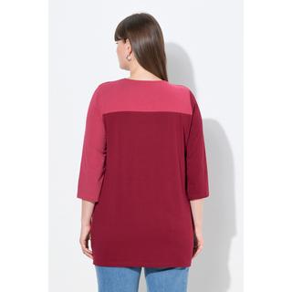 Ulla Popken Blüten V-Ausschnitt 3/4-Arm T-Shirt  