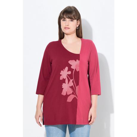 Ulla Popken Blüten V-Ausschnitt 3/4-Arm T-Shirt  