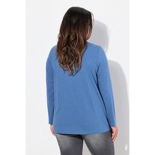 Ulla Popken  Shirt, Falten, Perlen, A-Linie, Langarm 