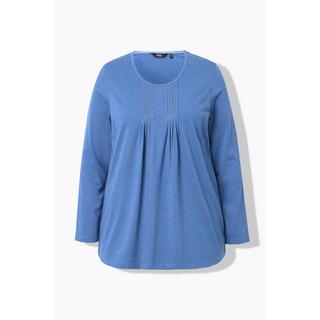 Ulla Popken  Shirt, Falten, Perlen, A-Linie, Langarm 