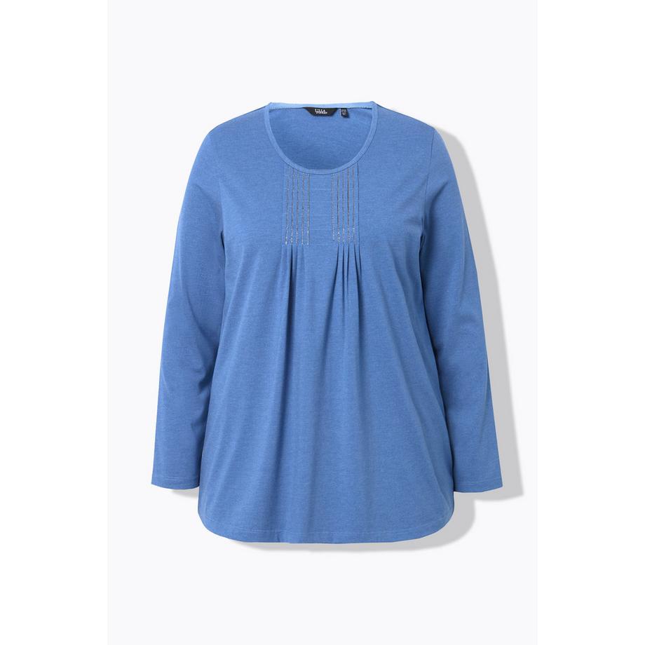 Ulla Popken T-shirt A-ligne Manches Longues Plis Perles  