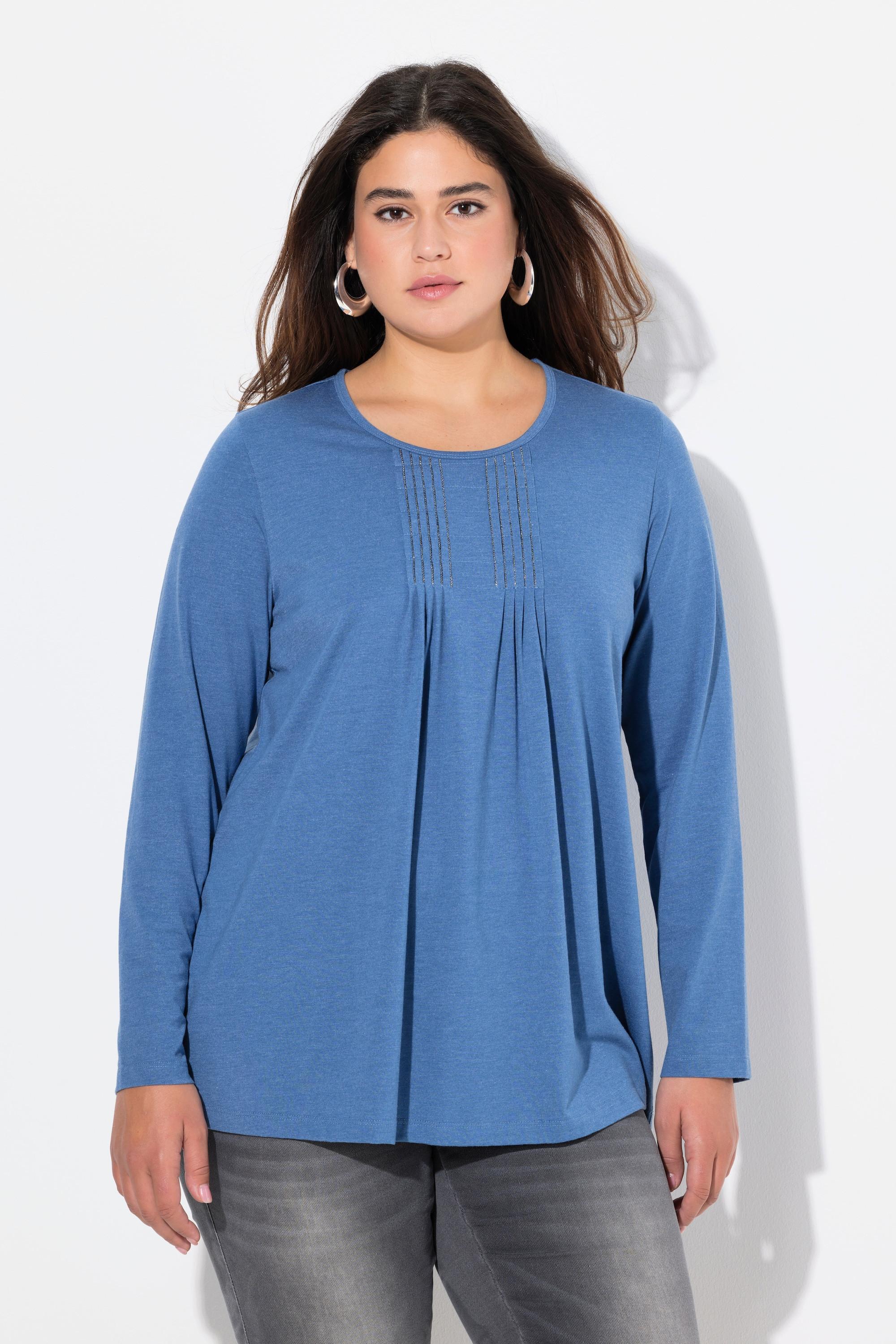 Ulla Popken Maglia A-line Maniche Lunghe Pieghe Perline  