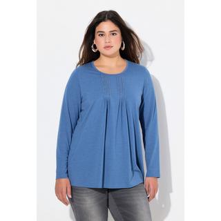 Ulla Popken  Shirt, Falten, Perlen, A-Linie, Langarm 