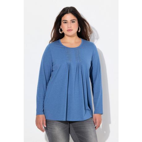 Ulla Popken  Shirt, Falten, Perlen, A-Linie, Langarm 