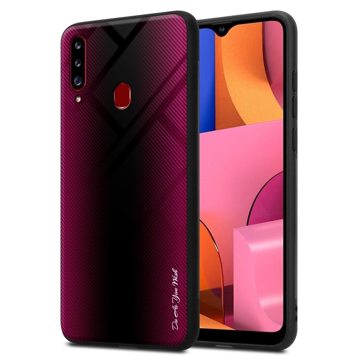 Cadorabo  Housse compatible avec Samsung Galaxy A20s - Aspect rayé - Coque de protection en silicone TPU et dos en verre trempé 