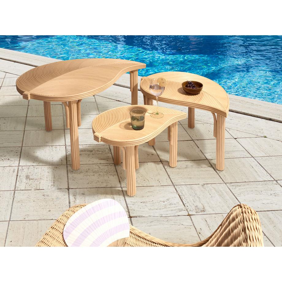 Beliani Lot de 3 tables basses en Rotin  PARALIA  