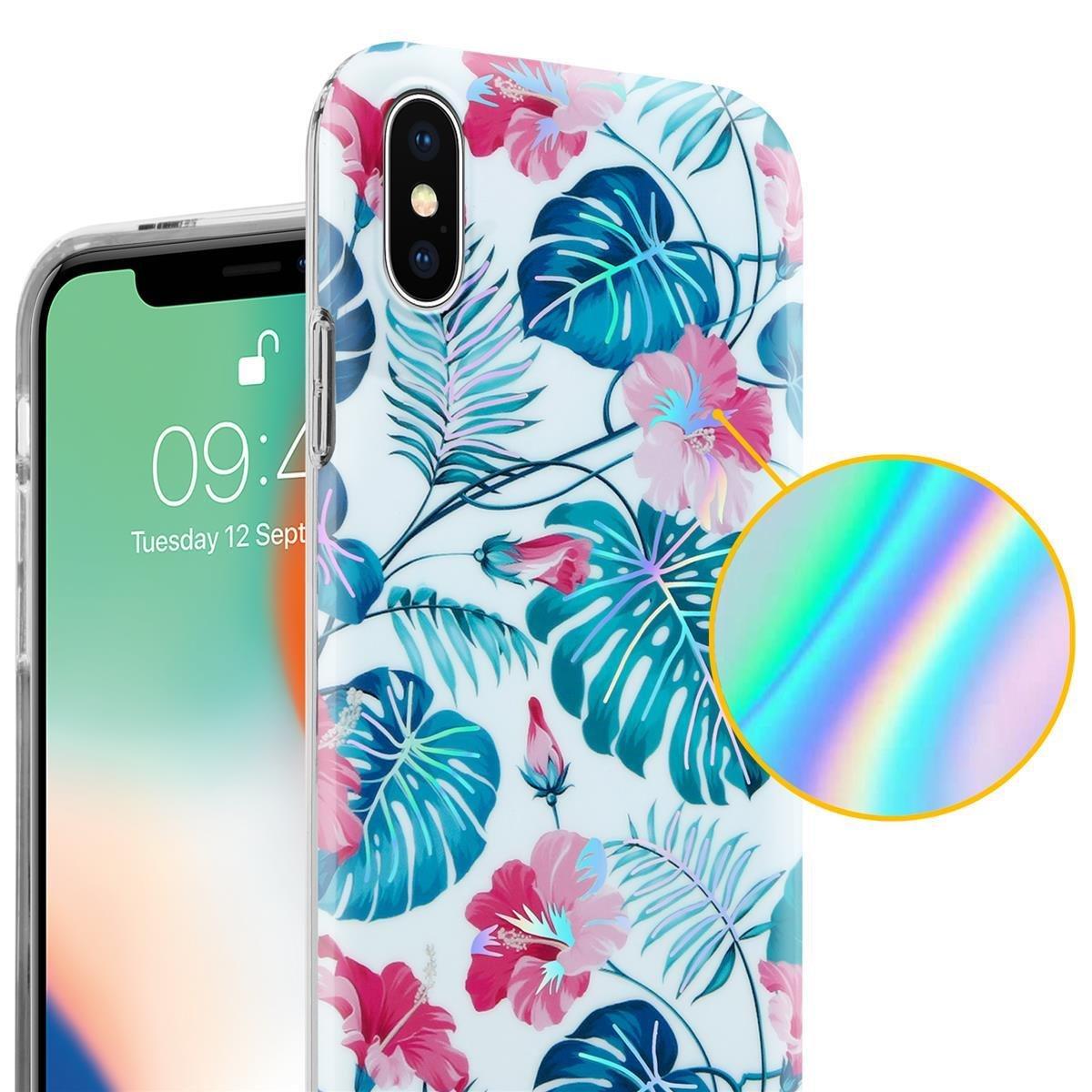 Cadorabo  Housse compatible avec Apple iPhone X / XS - Coque de protection en silicone TPU avec motif floral 