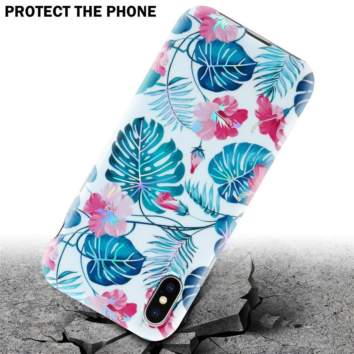 Cadorabo  Housse compatible avec Apple iPhone X / XS - Coque de protection en silicone TPU avec motif floral 