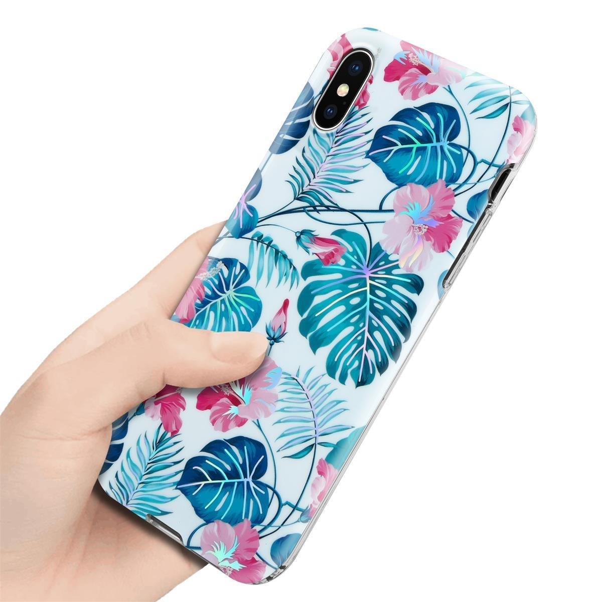 Cadorabo  Housse compatible avec Apple iPhone X / XS - Coque de protection en silicone TPU avec motif floral 